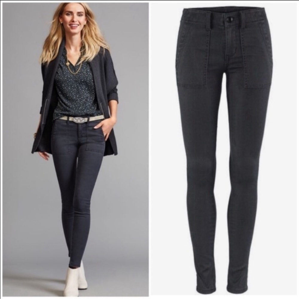 CABI Quest Trousers Dark Gray Corduroy Skinny Jeans Pants Size 6 Sty 3395